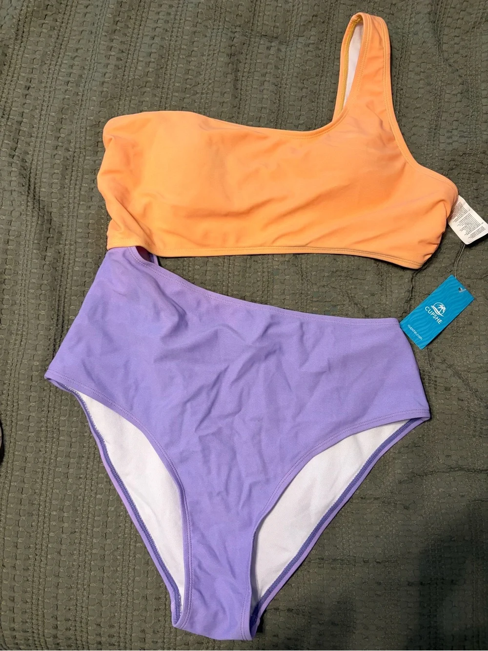Cupshe Orange One-Shoulder Top with Lavender High-Waist Bottoms